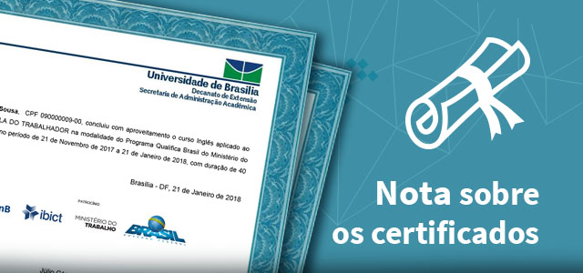 Letreiro: "nota sobre os certificados"